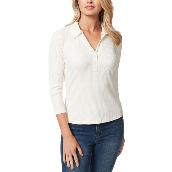 Jessica Simpson Tops - Jessica Simpson Women's Snap Front Mila Polo Shirt 30171797 White XL